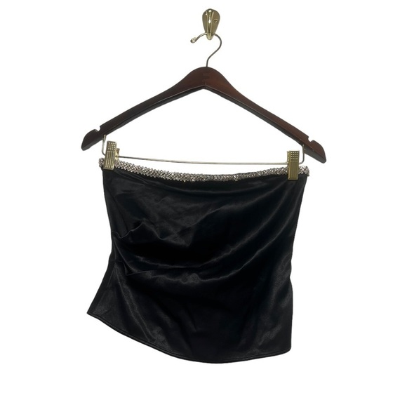 NWT ZARA Strapless Satin Effect Top Black XS - Picture 4 of 10